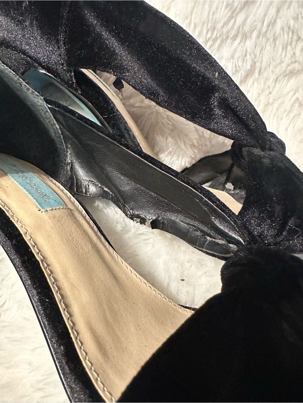 Betsey Johnson Black Velvet Bow Peep-Toe Heels - Picture 3 of 5